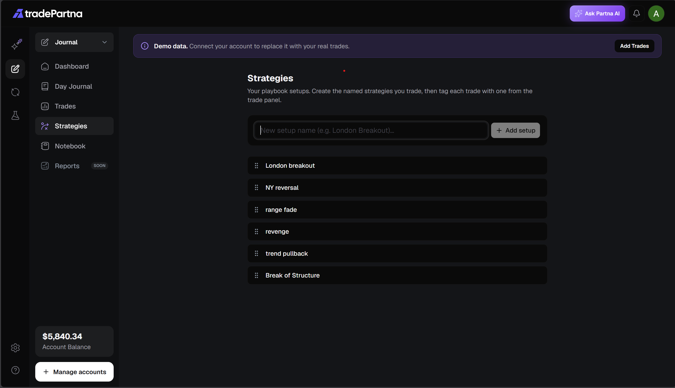 Backtest your strategies to refine your approach interface